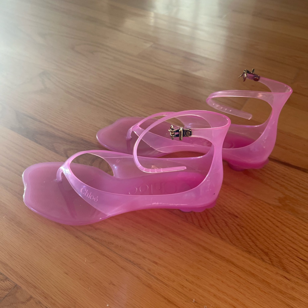 New Chloe Pink Jelly Ankle-Strap Sandals